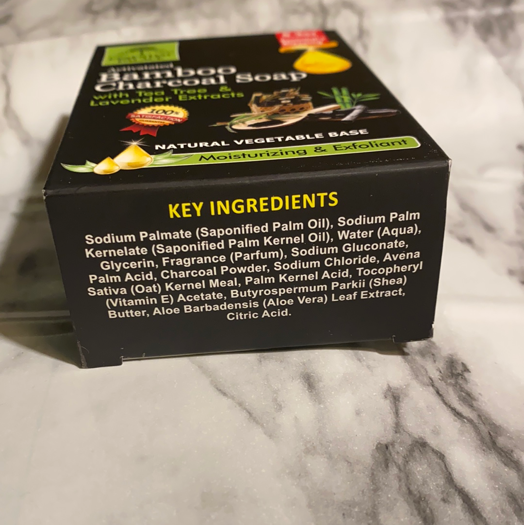 Activated Bamboo Charcoal Soap with Tea Tree and Lavender Extracts